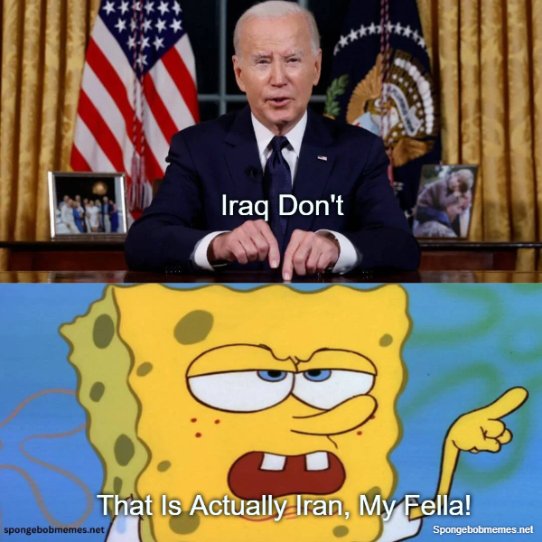 Spongebob Mocking Joe Biden's Iran Don't Statement