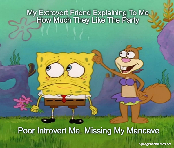 My Extrovert Friend In The Party Vs Me Introvert ft. Sandy Cheeks