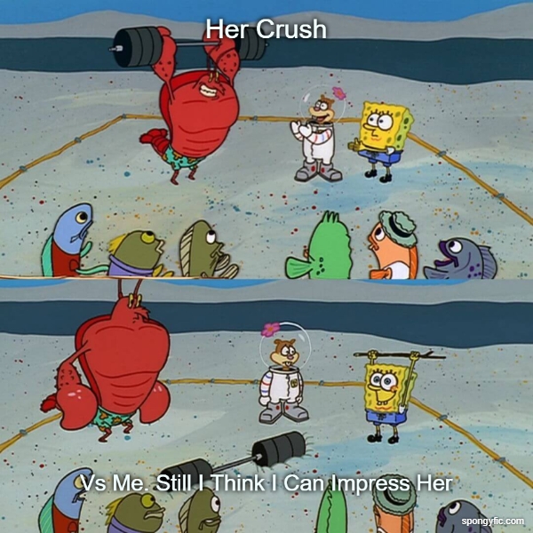 Her Crush Vs Me & Still I Think I can Impress Her Ft. Sandy Cheeks